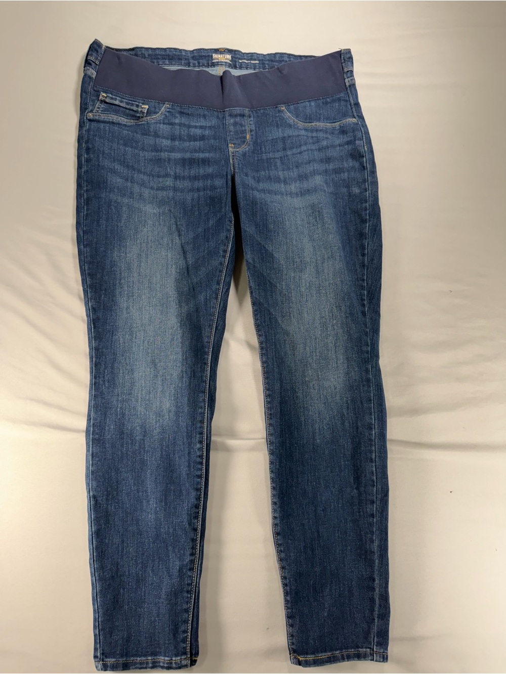 Signature Levi Strauss Maternity Skinny Jeans Blue Denim Size XL Stretch #1106